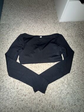 Crop Shop Boutique Black Long Sleeve Crop Top